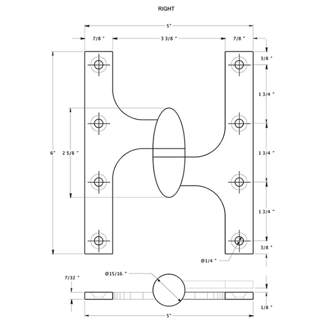 Deltana OK6050B Door Olive Knuckle Hinge