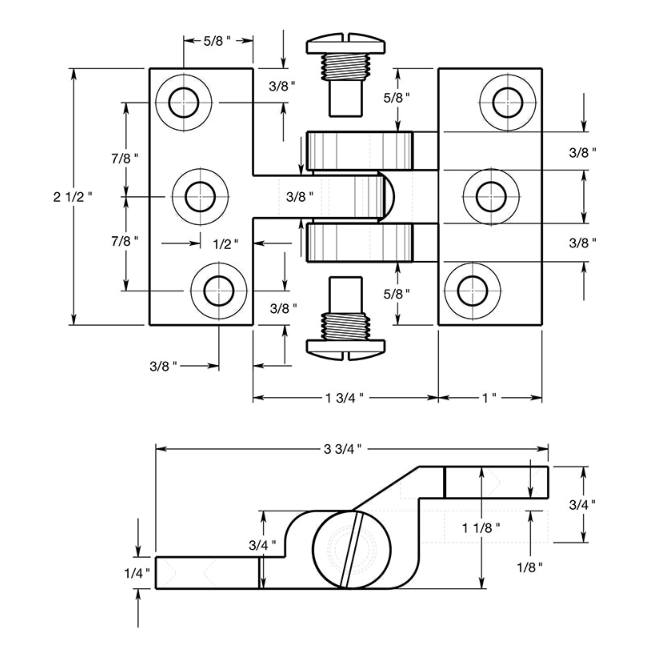 Deltana SBIH2510 Door Pivot Intermediate Hinge