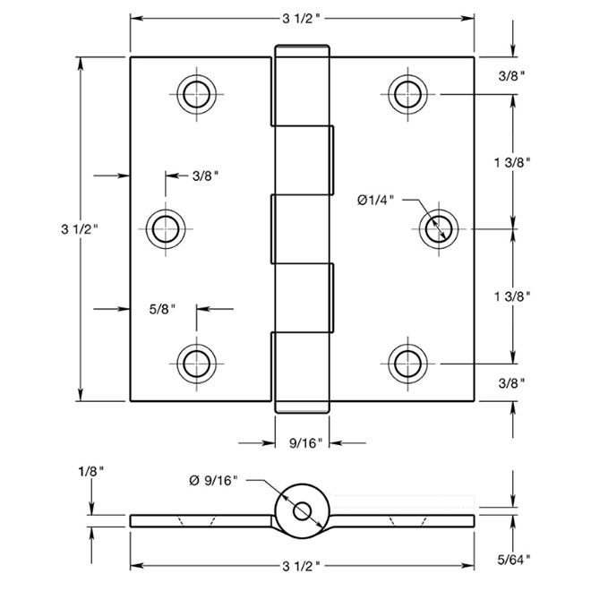 Deltana SS35 Door Butt Hinge