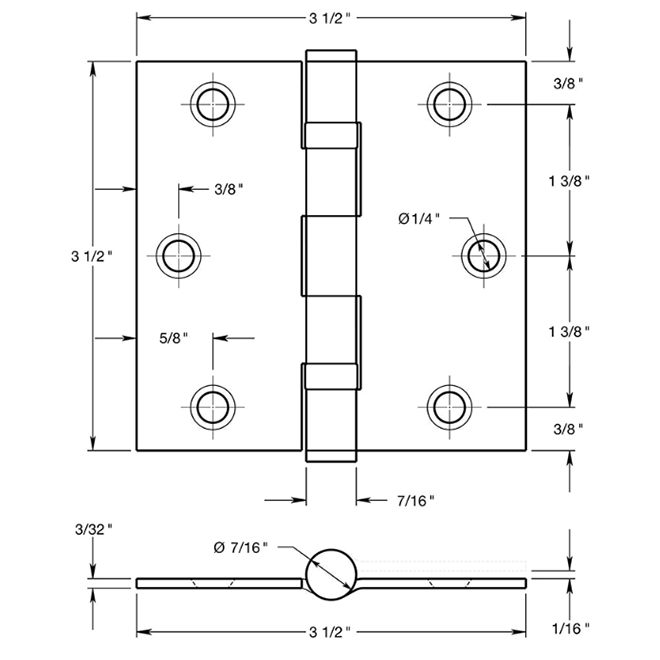 Deltana SS35B-R Door Butt Hinge