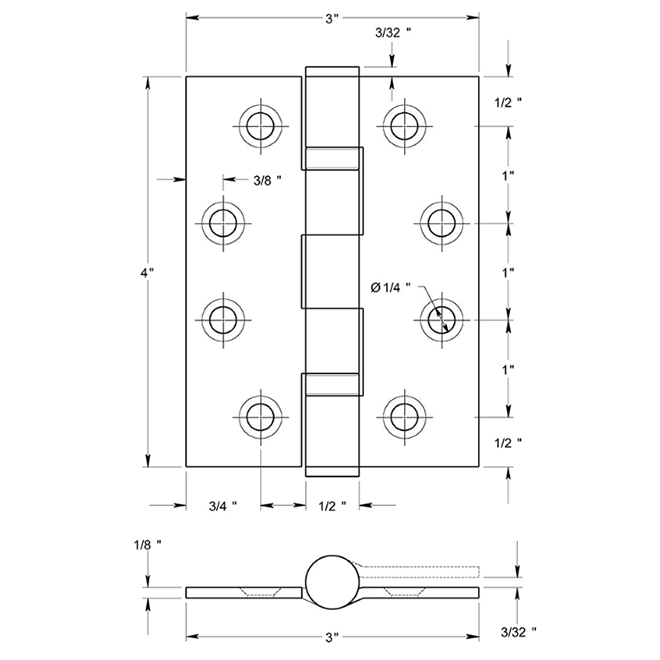 Deltana SS4030B Door Butt Hinge