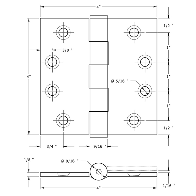 Deltana SS44 Door Butt Hinge