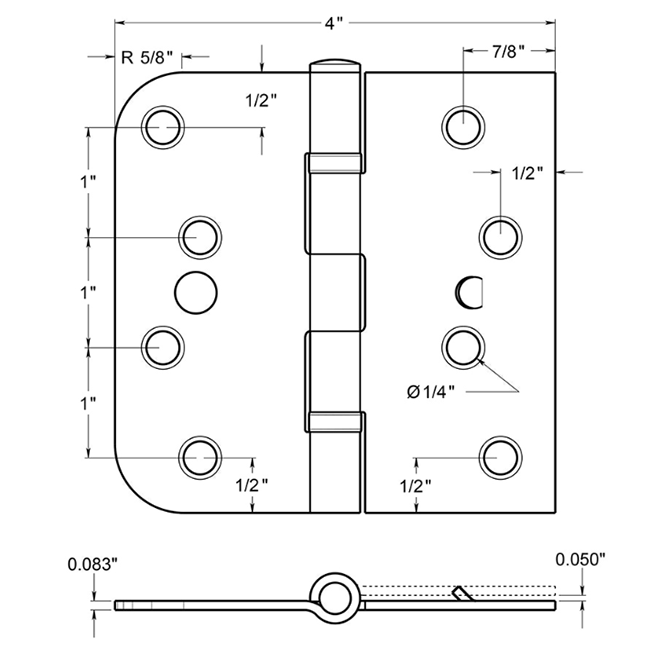 Deltana SS44058B-LH Door Butt Hinge