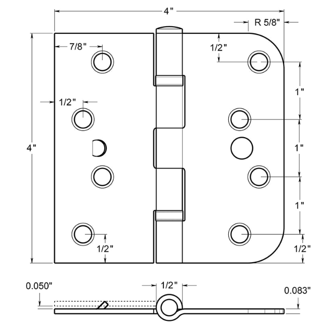 Deltana SS44058B-RH Door Butt Hinge