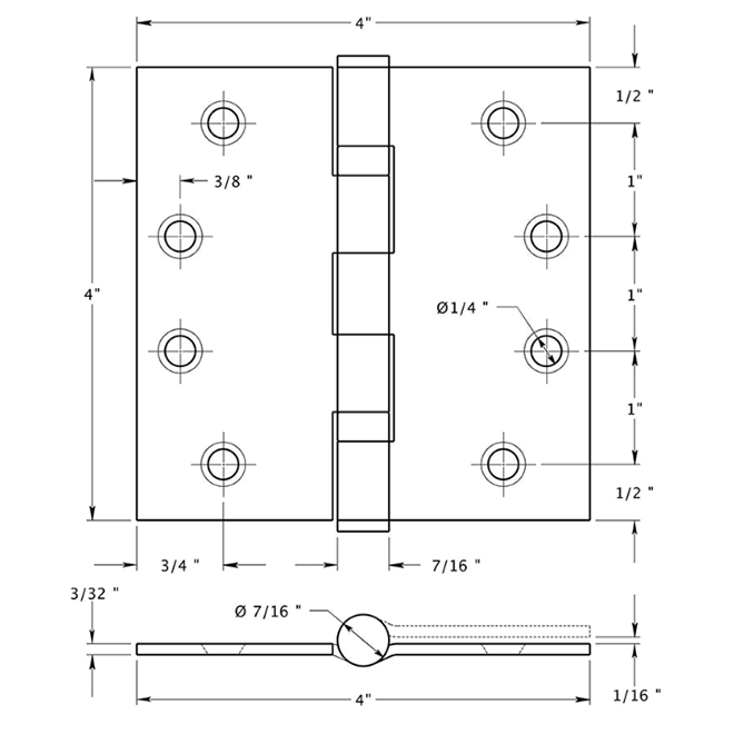 Deltana SS44B-R Door Butt Hinge Deltana SS44B-R Door Butt Hinge