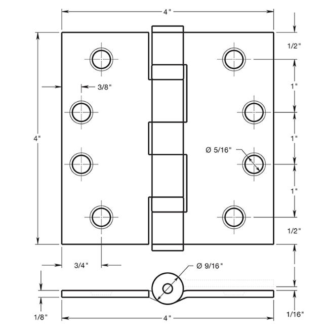 Deltana SS44B Door Butt Hinge