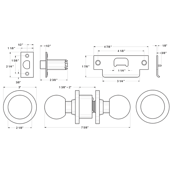 Deltana [CL101EAC] Door Knob