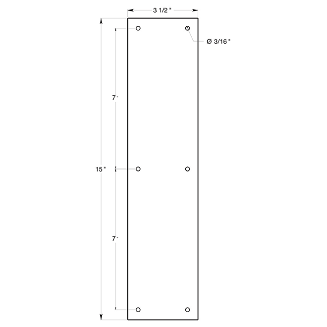 Deltana [PP3515] Door Push Plate Handle