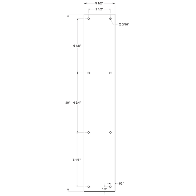 Deltana [PP3520] Door Push Plate Handle