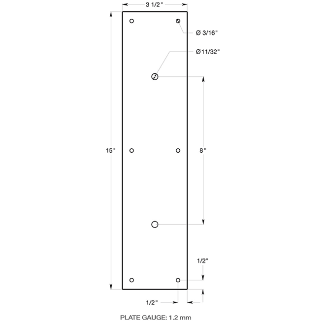 Deltana [PPH3515] Door Pre-Drilled Push Plate Handle