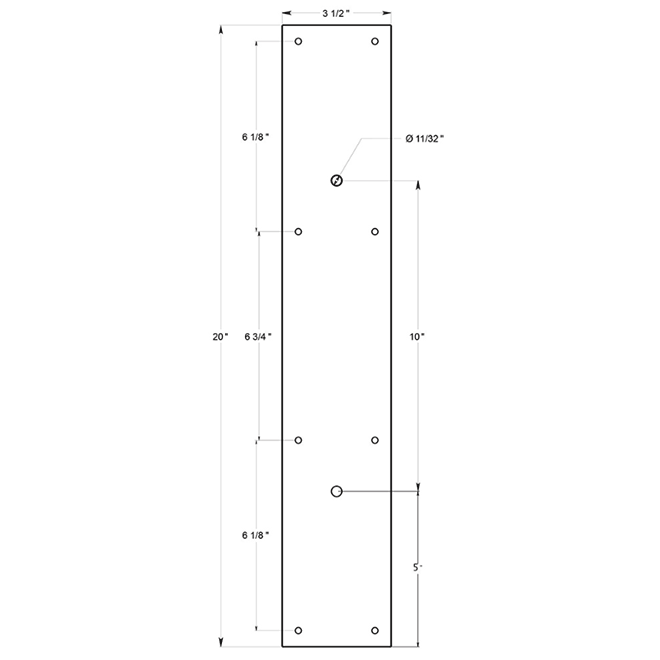 Deltana [PPH3520] Door Pre-Drilled Push Plate Handle