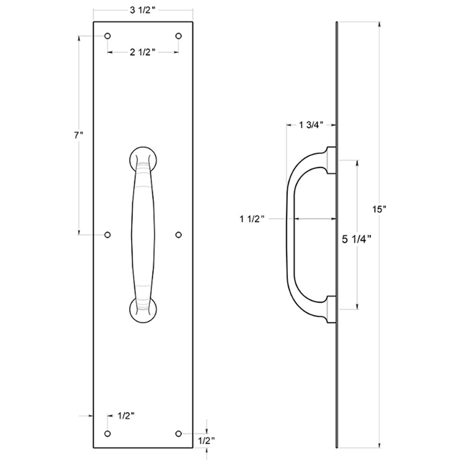 Deltana [PPH55] Door Push Plate Handle