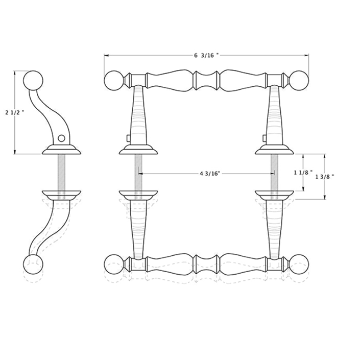 Deltana OHP620 Back-To-Back Door Pull