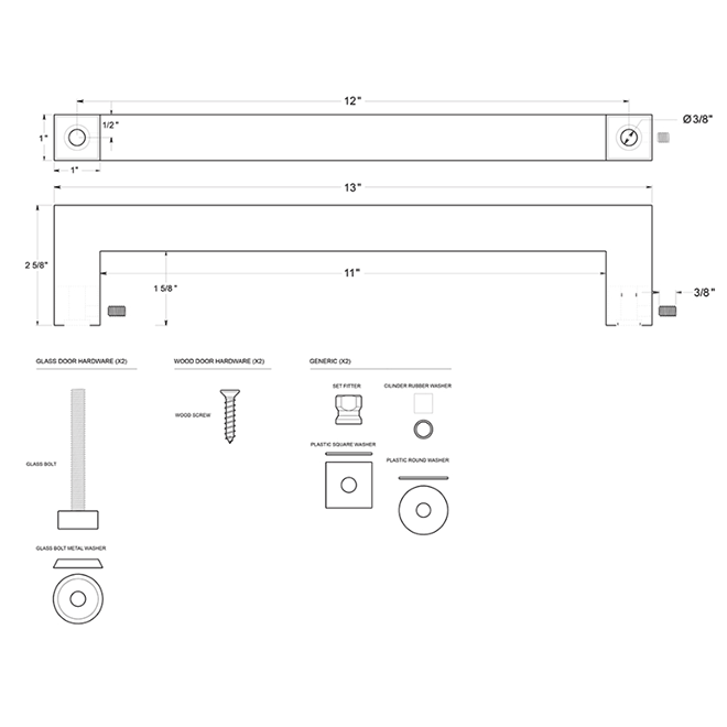 Deltana SSP1210 Single Side Door Pull