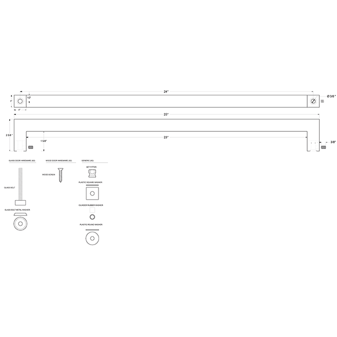 Deltana SSP2410 Single Side Door Pull