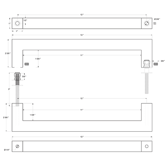 Deltana SSPBB1210 Back-To-Back Door Pull