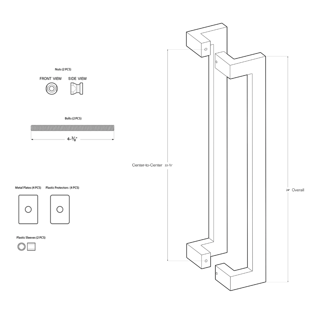 Deltana SSPOBB24 Back-To-Back Door Pull