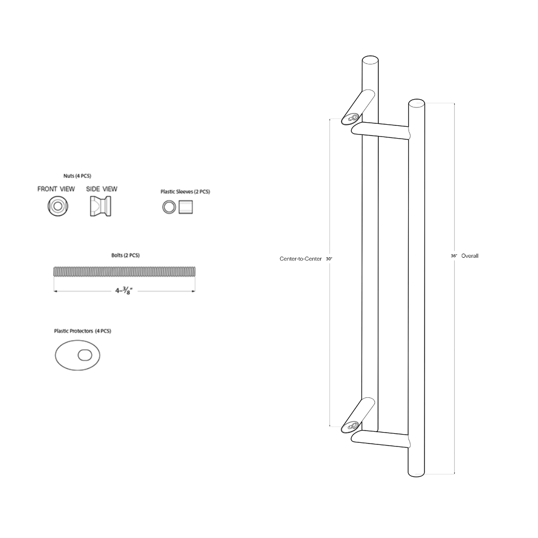 Deltana SSPORBB36 Back-To-Back Door Pull