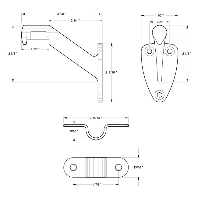 Deltana HRB325 Handrail Bracket