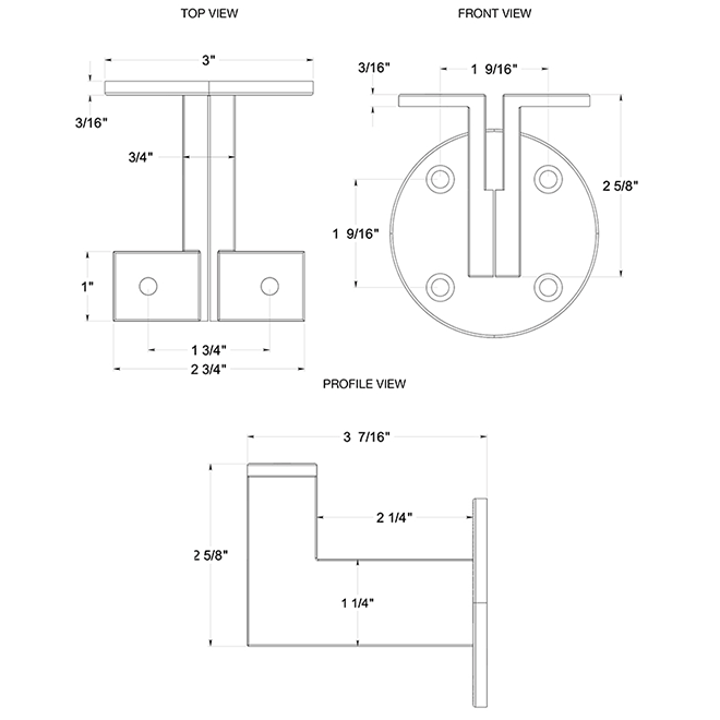 Deltana HRBM325 Handrail Bracket