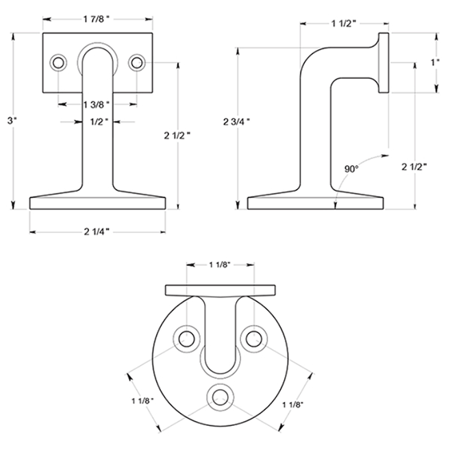 Deltana HRC253 Handrail Bracket