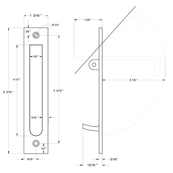 Deltana EP6125 Pocket Door Edge Pull