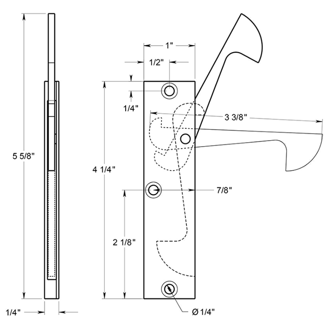 Deltana EPT425 Pocket Door Edge Pull