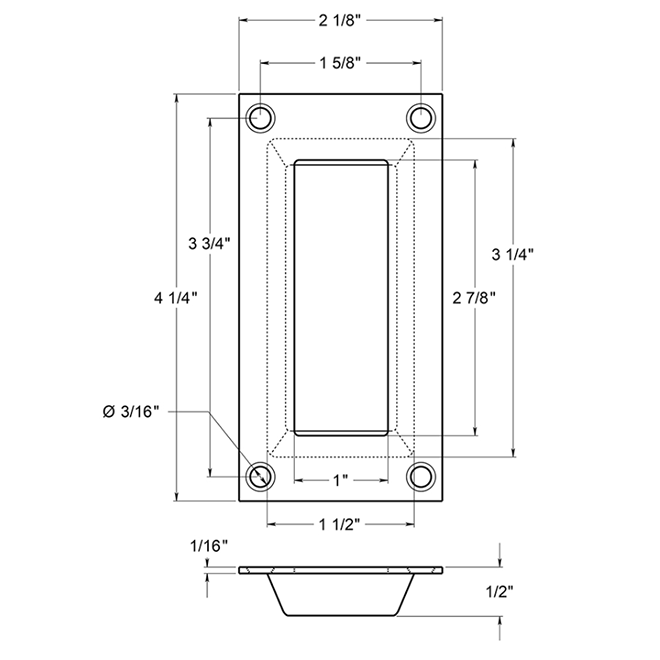 Deltana FP155 Pocket Door Flush Pull