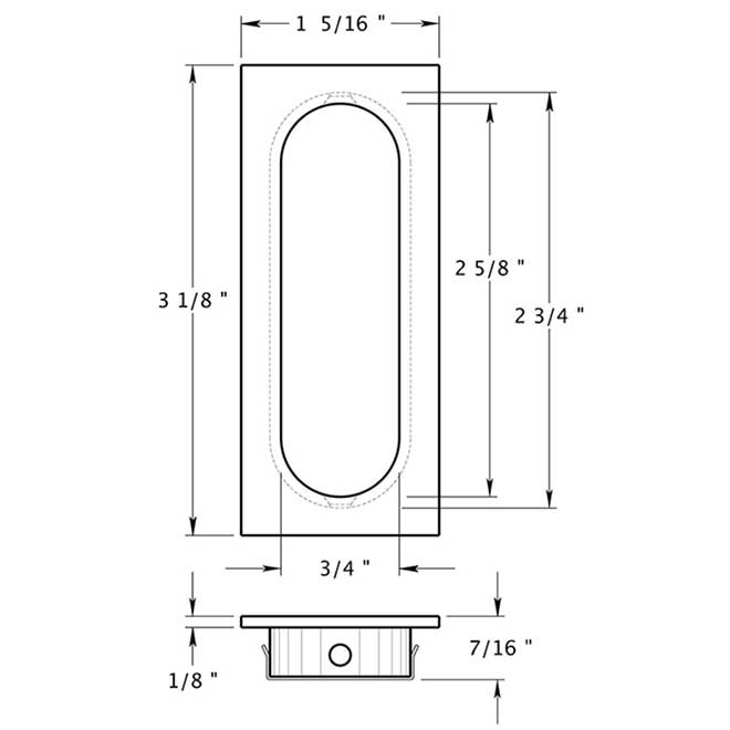 Deltana FP222 Pocket Door Flush Pull