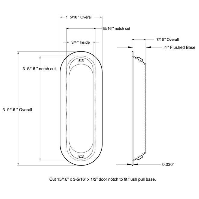 Deltana FP223 Pocket Door Flush Pull