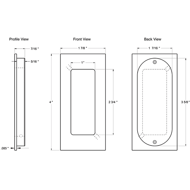 Deltana FP40 Pocket Door Flush Pull