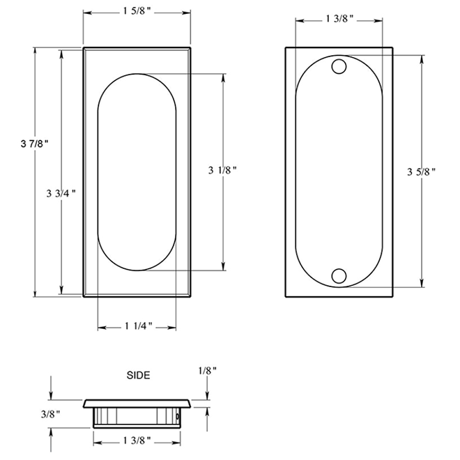 Deltana FP4134 Pocket Door Flush Pull