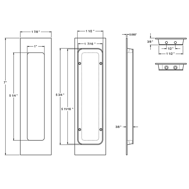 Deltana FP7178 Pocket Door Flush Pull