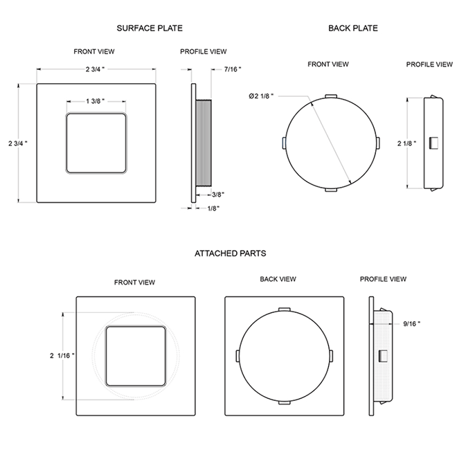 Deltana FPS234 Pocket Door Flush Pull