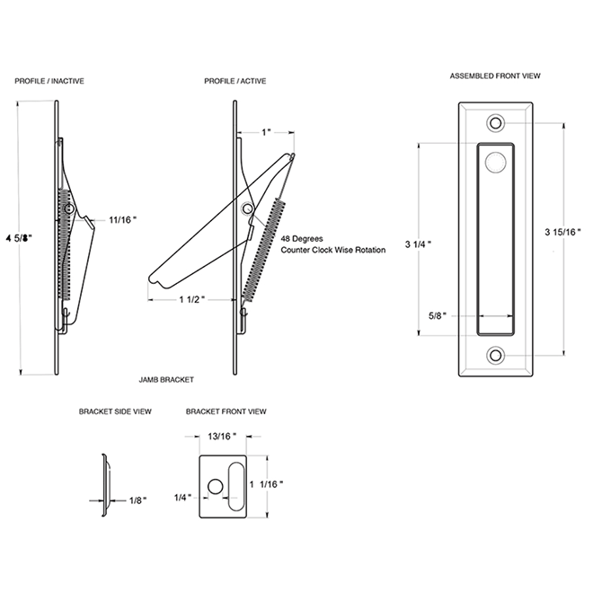 Deltana PDB50 Pocket Door Jamb Bolt