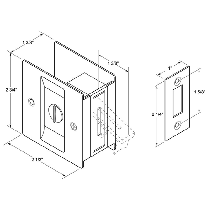 Deltana SDL25 Pocket Door Lock