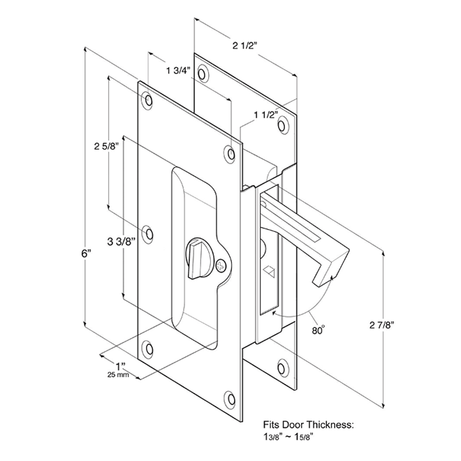 Deltana SDL60 Pocket Door Lock