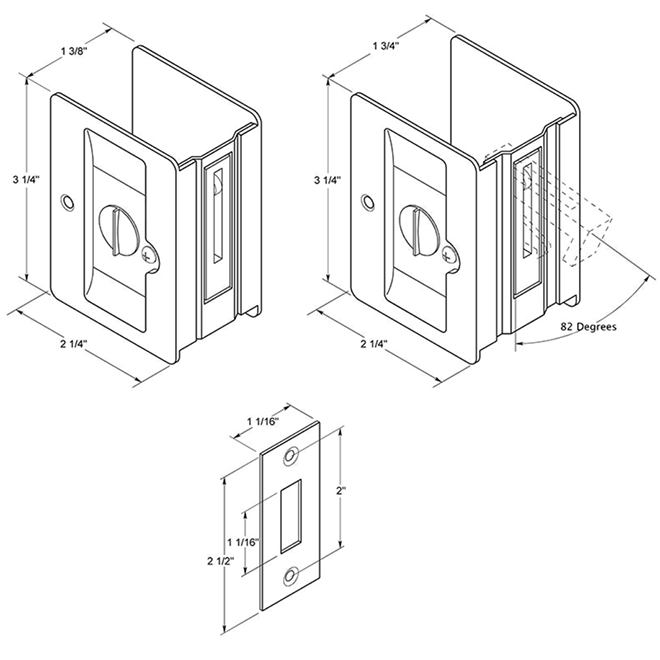 Deltana SDLA325 Pocket Door Lock