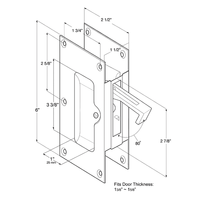 Deltana SDP60 Pocket Door Passage Set