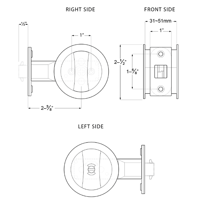 Deltana SDRL218 Pocket Door Privacy Set