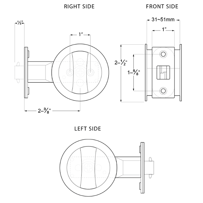 Deltana SDRP218 Pocket Door Passage Set