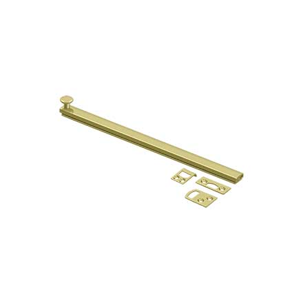 Deltana [12SBCS3-UNL] Solid Brass Door Concealed Screw Bolt - Surface - Polished Brass Unlacquered Finish - 12" L