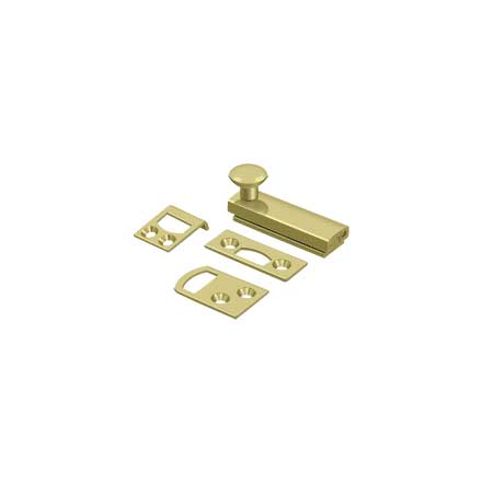 Deltana [2SBCS3-UNL] Solid Brass Door Concealed Screw Bolt - Surface - Polished Brass Unlacquered Finish - 2" L