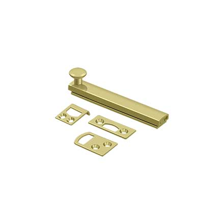 Deltana [4SBCS3-UNL] Solid Brass Door Concealed Screw Bolt - Surface - Polished Brass Unlacquered Finish - 4" L