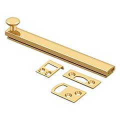 Deltana [6SBCS003] Solid Brass Door Concealed Screw Bolt - Surface - Polished Brass (PVD) Finish - 6&quot; L