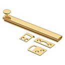 Deltana [6SBCS003] Solid Brass Door Concealed Screw Bolt - Surface - Polished Brass (PVD) Finish - 6" L