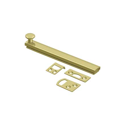 Deltana [6SBCS3-UNL] Solid Brass Door Concealed Screw Bolt - Surface - Polished Brass Unlacquered Finish - 6" L