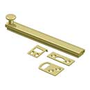 Deltana [6SBCS3-UNL] Solid Brass Door Concealed Screw Bolt - Surface - Polished Brass Unlacquered Finish - 6" L