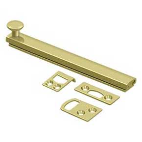 Deltana [6SBCS3] Solid Brass Door Concealed Screw Bolt - Surface - Polished Brass Finish - 6" L