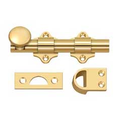 Deltana [DDB425CR003] Solid Brass Dutch Door Slide Bolt - Surface - Polished Brass (PVD) Finish - 4&quot; L